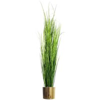 Leaf 130cm Artificial Grass Plant In Gold Metal Planter