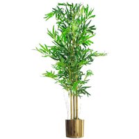 Leaf 120cm Artificial Bamboo Plant - Realistic Fake Bamboo Tree In Gold Metal Planter