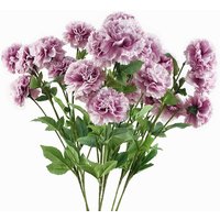 Leaf Artificial Pink Carnation Stems - Pack Of 6, 70cm, 24 Blooms Each