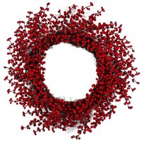 Leaf 60cm Red Berry Christmas Wreath - Extra Large Festive Door Decor
