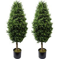 Leaf 120cm Uv Resistant Buxus Ball Cone Artificial Tree Pair - Outdoor