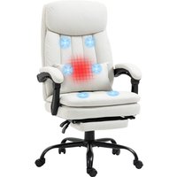 Vinsetto Microfibre Heated Massage Office Chair With Footrest - White