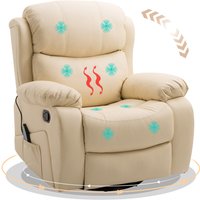 Homcom Faux Leather Massage Recliner Chair With Heat & Footrest - Beige