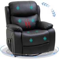 Homcom Faux Leather Massage Recliner Armchair With Footrest & Remote - Black
