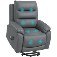 Homcom Power Lift Recliner Faux Leather Massage Armchair - Grey