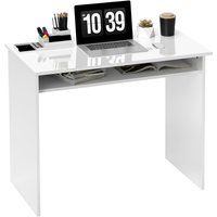 Homcom 16mm Thick Desktop Computer Desk Writing Table Study Workstation - High Gloss White