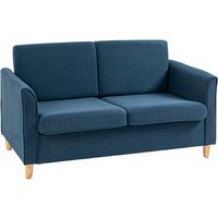 Homcom Linen-look Two-seater Sofa Loveseat Couch With Armrests - Blue