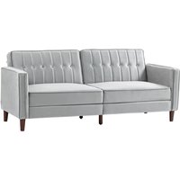 Homcom Velvet-touch Click-clack Sofa Bed - 3-seater Convertible Couch Futon - Grey