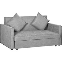Homcom Steel Wood Mdf 2 Seater Sofa Bed Convertible W/ 130 X 67.5cm Storage & 2 Cushions Light Grey