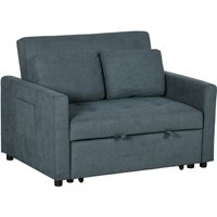 Homcom Linen-look Sofa Bed With 3 Recline Angles, 2 Cushions & Side Pockets - Grey