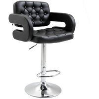 Homcom Adjustable Pu Leather Bar Stool With Backrest & Footrest - Chrome Base