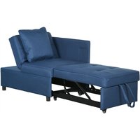 Homcom Folding Sleeper Sofa Chair Bed With 2 Pillows, Blue