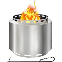 Outsunny 48.5cm Smokeless Stainless Steel Spherical Firepit - Silver