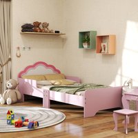 Zonekiz Mdf Toddler Bed Frame - Pink, Cloud Headboard, 143cm X 74cm X 55cm