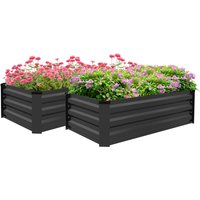 Outsunny Set Of 2 Galvanised Steel Raised Garden Planter Beds For Flowers, Herbs, Vegetables