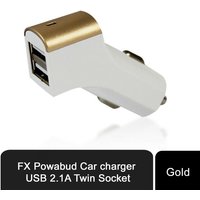 Fx Factory Powabud Twin Socket Car Charger - Gold, 2.1a Fast Charging