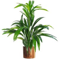 Leaf Artificial Bamboo Shrub Plant With Copper Metal Planter - 65cm