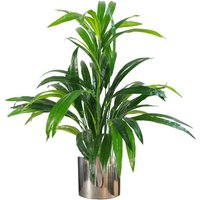 Leaf 65cm Artificial Bamboo Shrub Plant - Silver Metal Planter