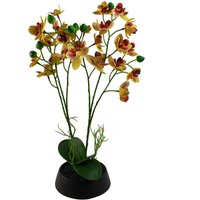 Leaf 43cm Pink Yellow Artificial Orchid In Ceramic Planter