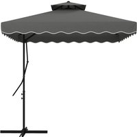 Outsunny 2.5m Square Cantilever Garden Parasol Umbrella With Cross Base - Grey