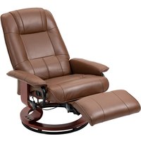Homcom Faux Leather Swivel Recliner Armchair Lounger - Brown