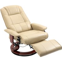Homcom Faux Leather Swivel Recliner Armchair Lounger Cream