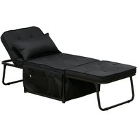 Homcom Folding Sleeper Chair Bed With Pillow & Side Pockets - Black