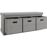 Homcom Padded Entryway Shoe Bench With 3 Fabric Drawers