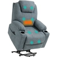 Homcom Electric Lift Recliner Armchair With Vibration Massage, Lumbar Heat, Grey