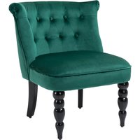 Homcom Velvet Wingback Accent Chair W/ Rubber Wood Legs - Dark Green