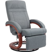 Homcom Linen-look Swivel Recliner Armchair With Independent Footrest & 135° Recline - Grey