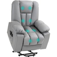 Homcom Power Lift Recliner Chair With Massage - Charcoal Grey, 135° Recline