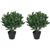 Leaf 50cm Artificial Dwarf Bay Trees Laurel Topiary Bushes - Pair
