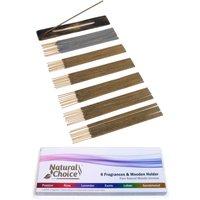 Natural Choice Incense 6-fragrance Gift Pack With Wooden Burner Holder - Organic Aromas