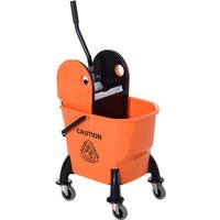 Homcom 26 Litre Mop Bucket With Wringer And Wheels - Orange
