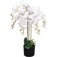 Leaf 85cm Artificial Deluxe Bush Orchid - White