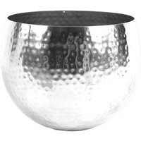 Leaf Hammered Silver Metal Planter 22cm X 18cm Straight Edge