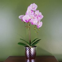 Leaf 50cm Phalaenopsis Artificial Orchid - Light Pink Silver