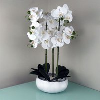 Leaf 60cm Ceramic Planter - White Marble Effect