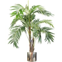 Leaf 120cm Realistic Artificial Palm Tree In Silver Metal Planter