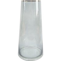 Leaf 28cm Smoke Grey Glass Vase With Gold Rim Statement Decor