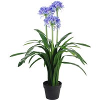Leaf Premium Artificial Agapanthus Plant - Lifelike Blue Blooms, Zero Maintenance, With Pot