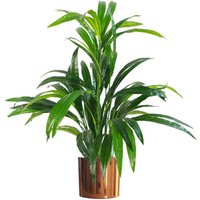 Leaf 65cm Artificial Bamboo Shrub Plant With Copper Metal Planter