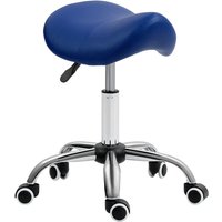 Homcom Pu Leather Saddle Stool - Adjustable Height 49cm-61cm - Ergonomic Padded Seat