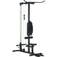 Sportnow Power Cage Pull Up Station With Low Row Pulley & 50kg Weight Plates - Black