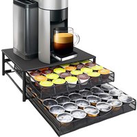 Black Double Drawer Coffee Pod Holder - Stores 40 Pods