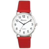 Ravel Ladies White Dial Red Leather Strap Watch 120cm
