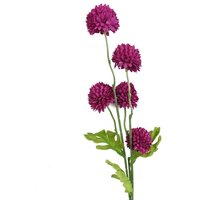 Leaf 50cm Dahlia Pompom Artificial Stem - Pink