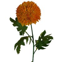 Leaf Large Ball Dahlia Artificial Flower Stem - 70cm Yellow