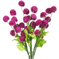 Leaf 50cm Dahlia Pompom Artificial Flower Stems - Pink (pack Of 6)